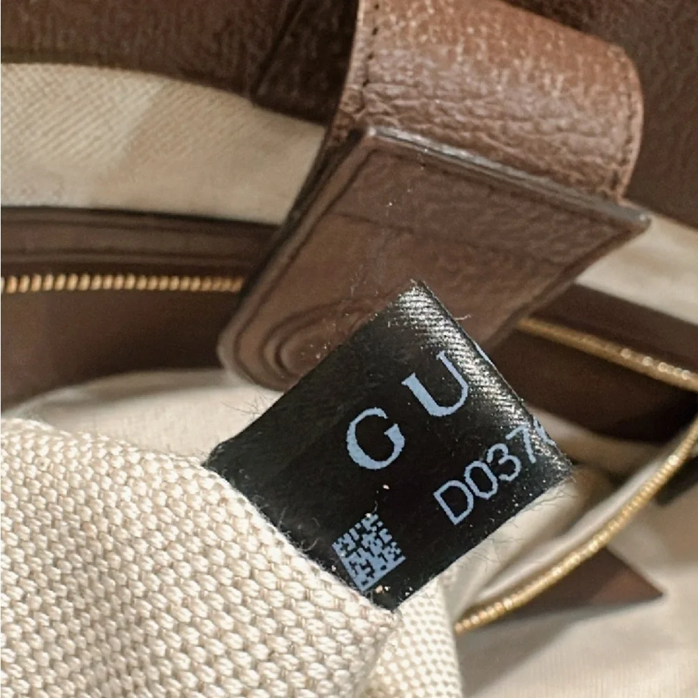 Authentic Gucci Monogram Jumbo GG Textured Calfskin Ophidia Tote Camel Ebony✨ - Picture 13 of 17